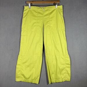 Vintage Be Present Yoga Pants Size S Capri Slit Hem Neon Green 22” Inseam Cotton